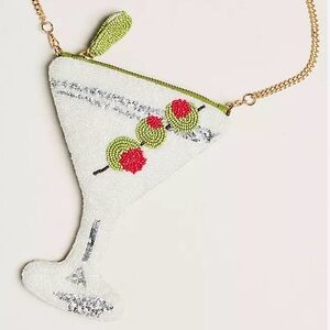 Anthropologie Maeve Beaded Icon Crossbody Bag Martini Shaped Purse New With Tag